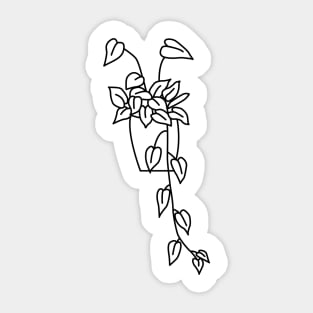 Hangplant Philodendron Scandens Lines Sticker